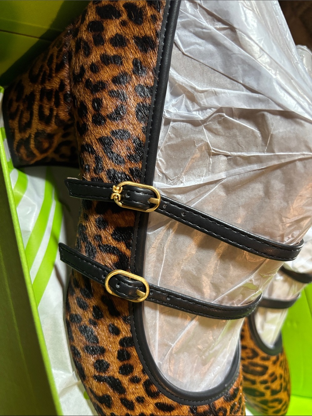 NIB Sam Edelman Sarah Leopard Print Mary Jane Block Heel Pumps Size 7.5 - Picture 6 of 7